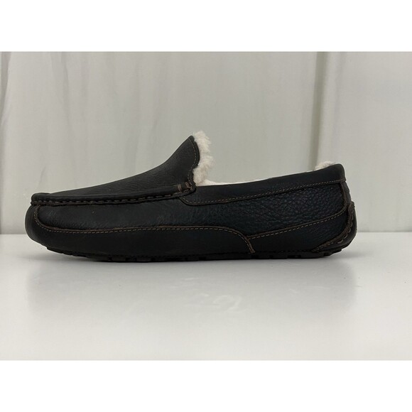 UGG Men’s Ascot Leather Slip On Slippers 5379 Dark Brown Sz 9 Extra Wide Luxe main image 10